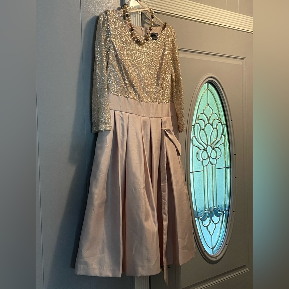 Formal Champagne pink cocktail/wedding guest dress